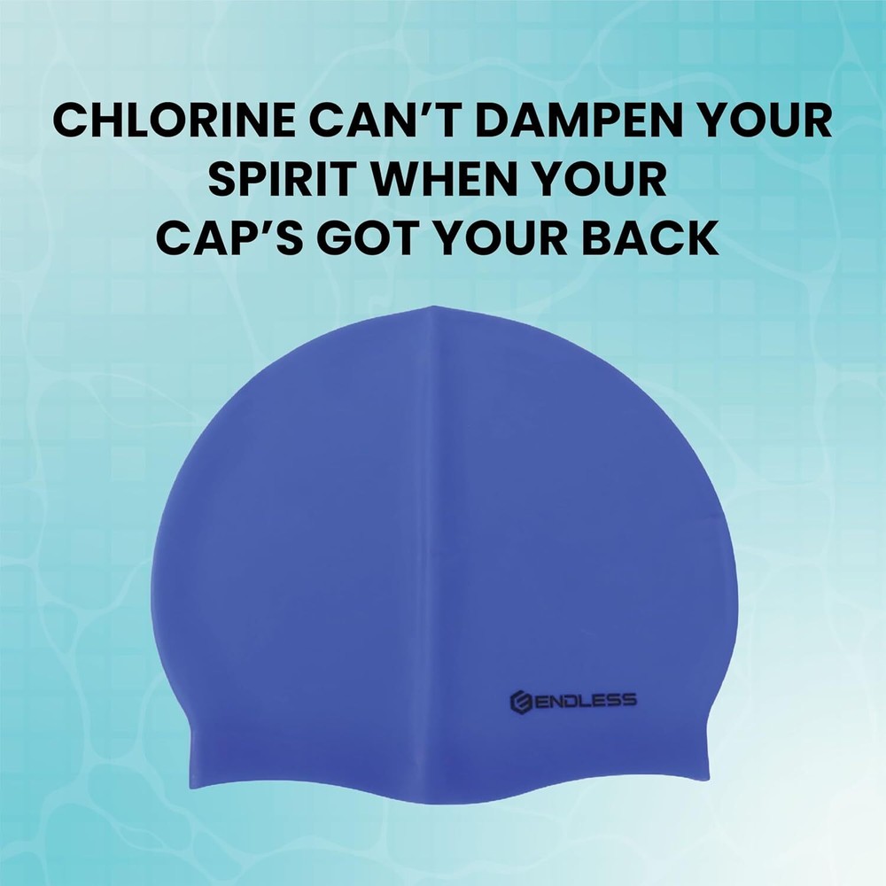 Endless EL1019 Classic Comfortable Plain Silicon Swimming Cap | Blue