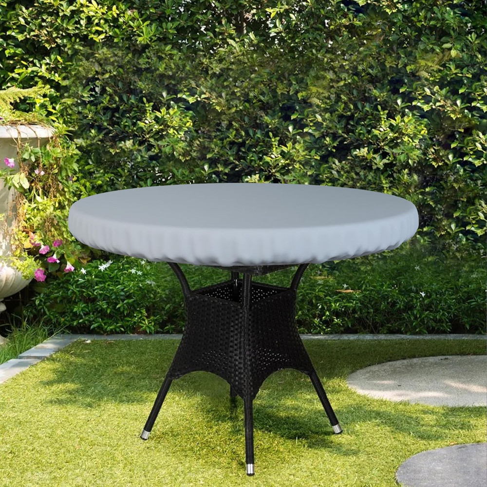 Durable 60" Waterproof Round Table Cover - UV & Weather Resistant, Grey
