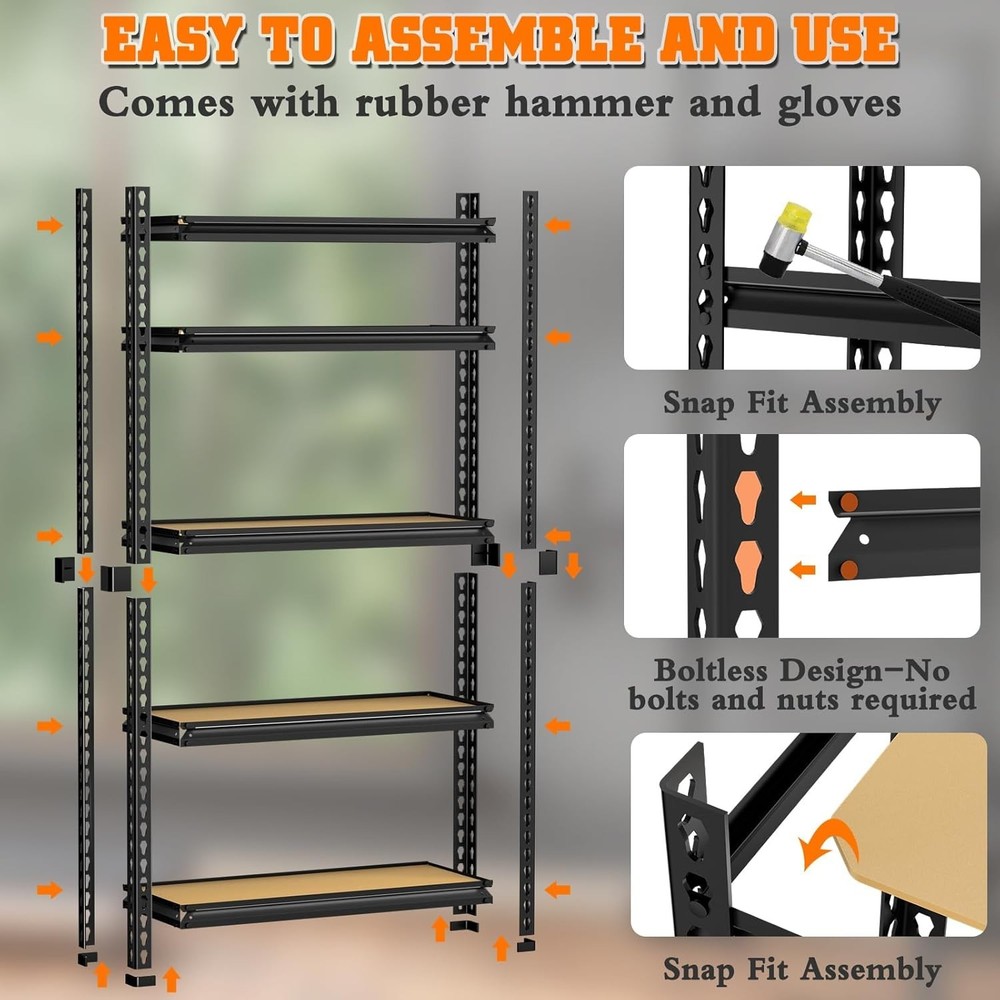 Storage Shelving Unit Garage Storage Rack 5-Tier Adjustable 2000 lbs Load