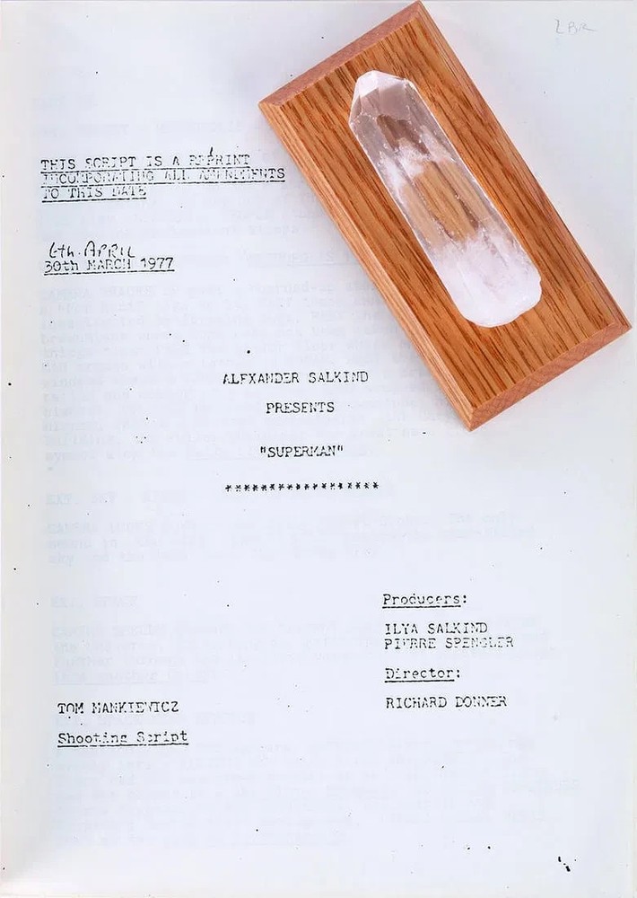 Superman 1978 Original Screen Used Crystal Prop & Script Christopher Reeve
