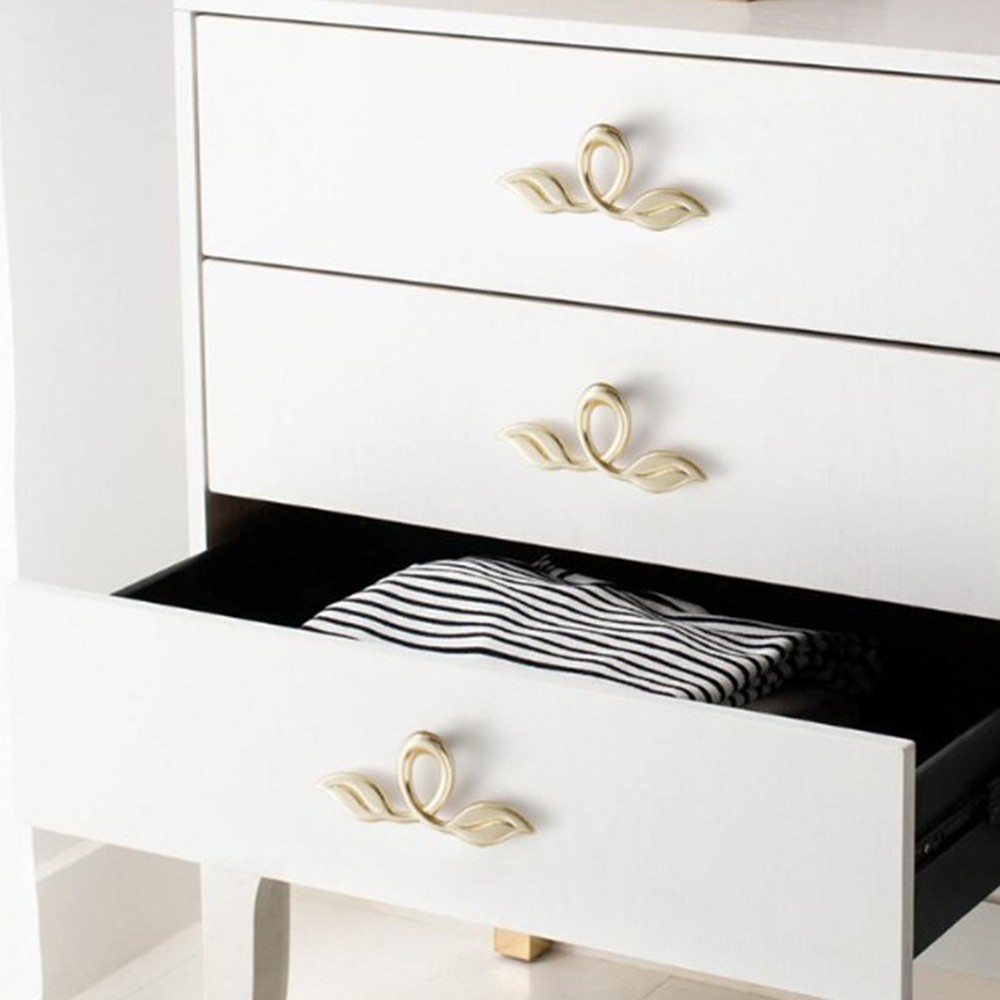 Leaf Patterned Cabinet Handles with Simple Installation Set of 2 Pieces