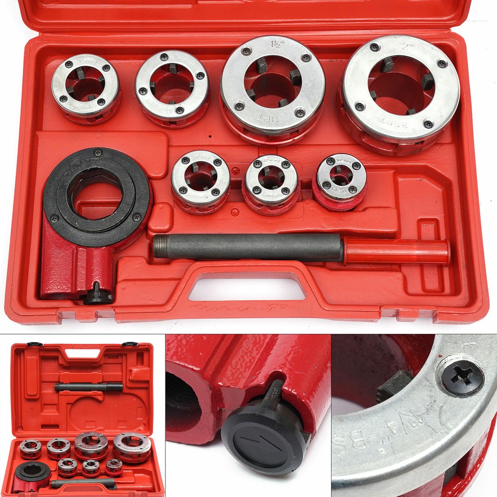 Pipe Threader Threading 3/8" to 2" Die Dies Set with Handle Ratchet 7 Size NEW