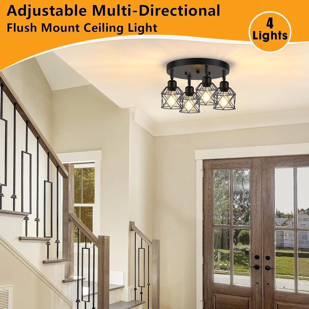 4-Light Kitchen Light Fixtures Ceiling Mount, Adjustable Multi-Directional...