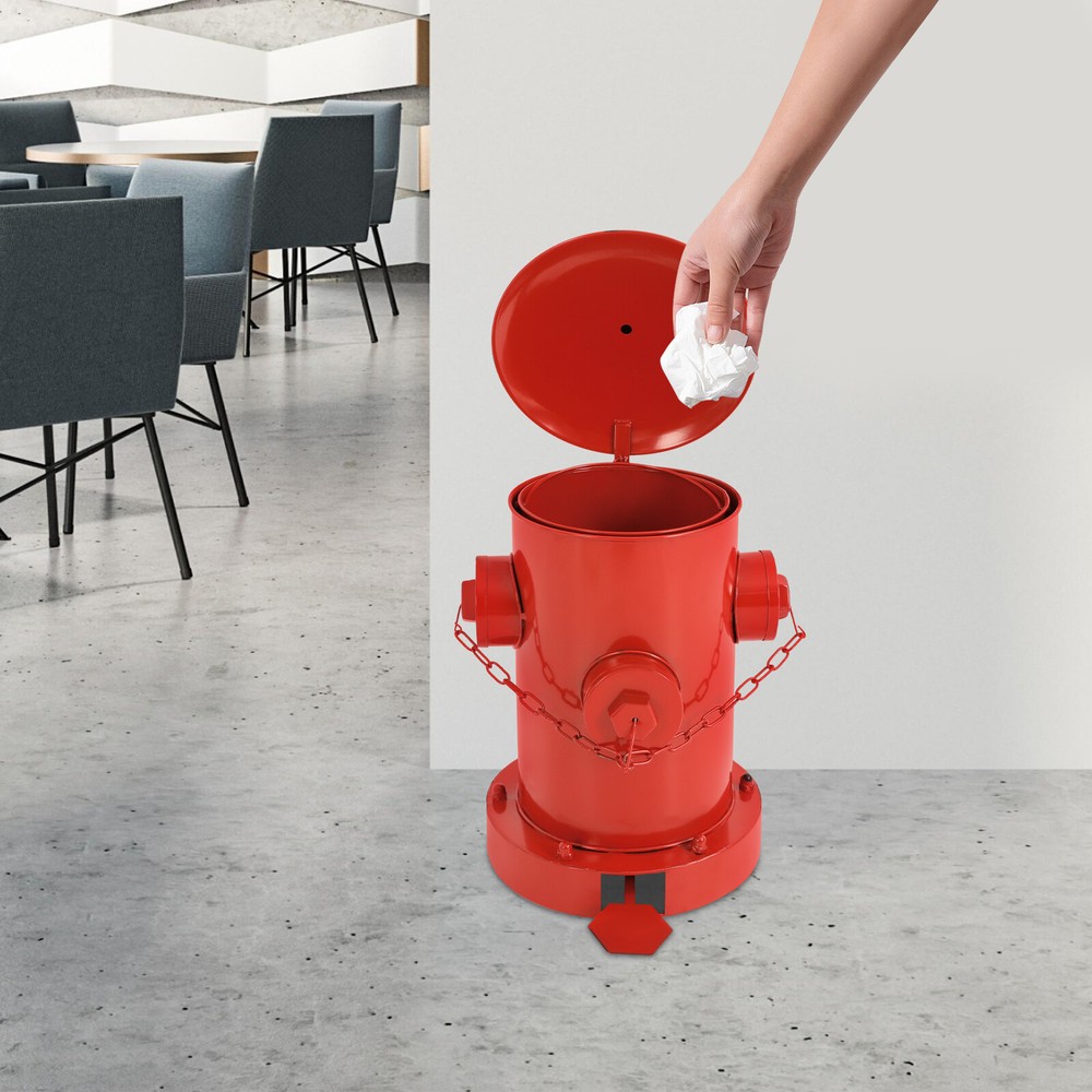 Retro Garbage Can Cylindrical Waste Bin Fire Hydrant's Shape Trash Can W/ Pedal