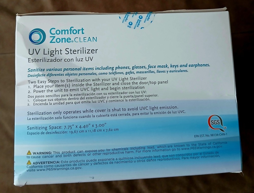 Sterilizer Comfort Zone UV Light Sterilizer