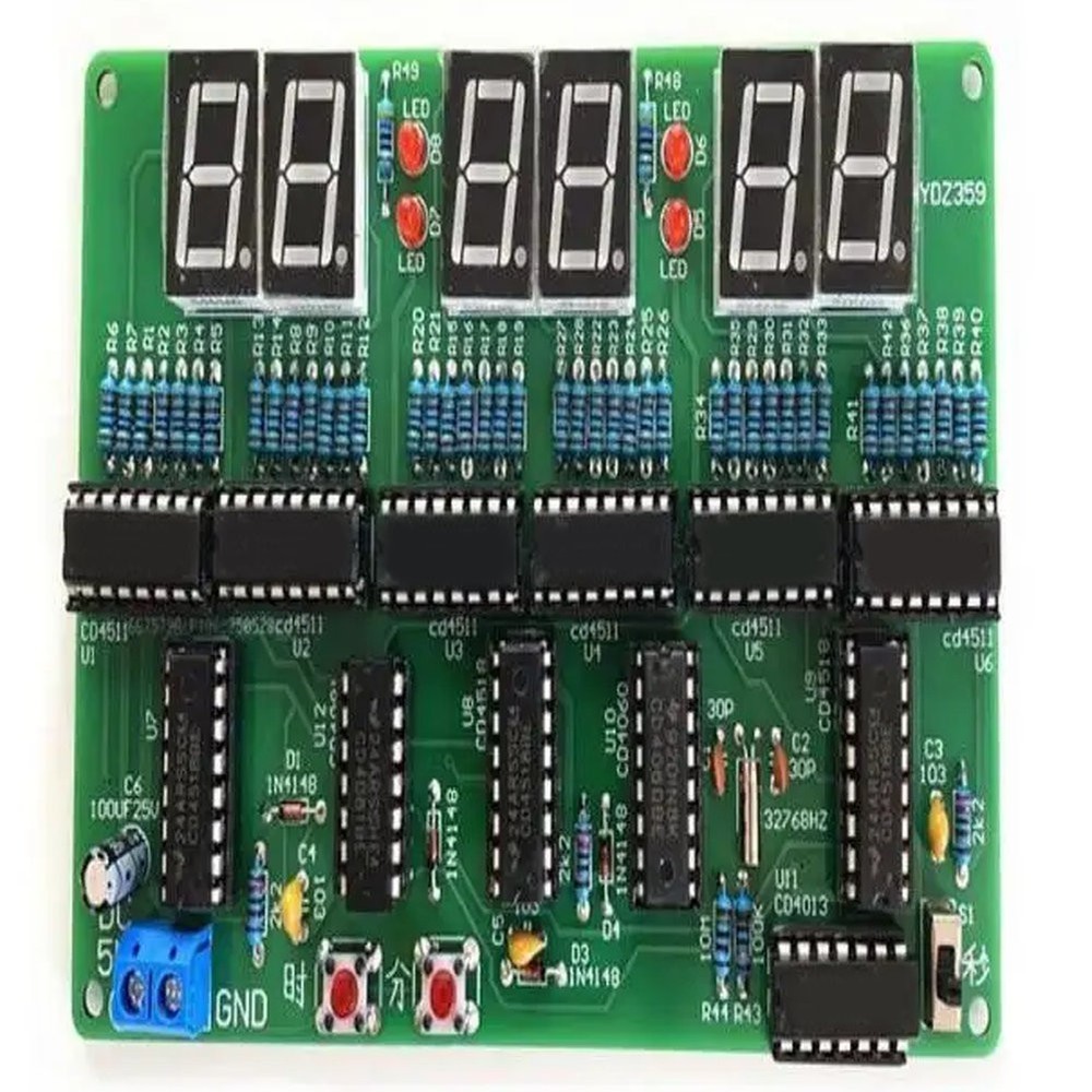 DIY Clock Kit 6 Digit Display for Hands On Electronics Learning and Soldering