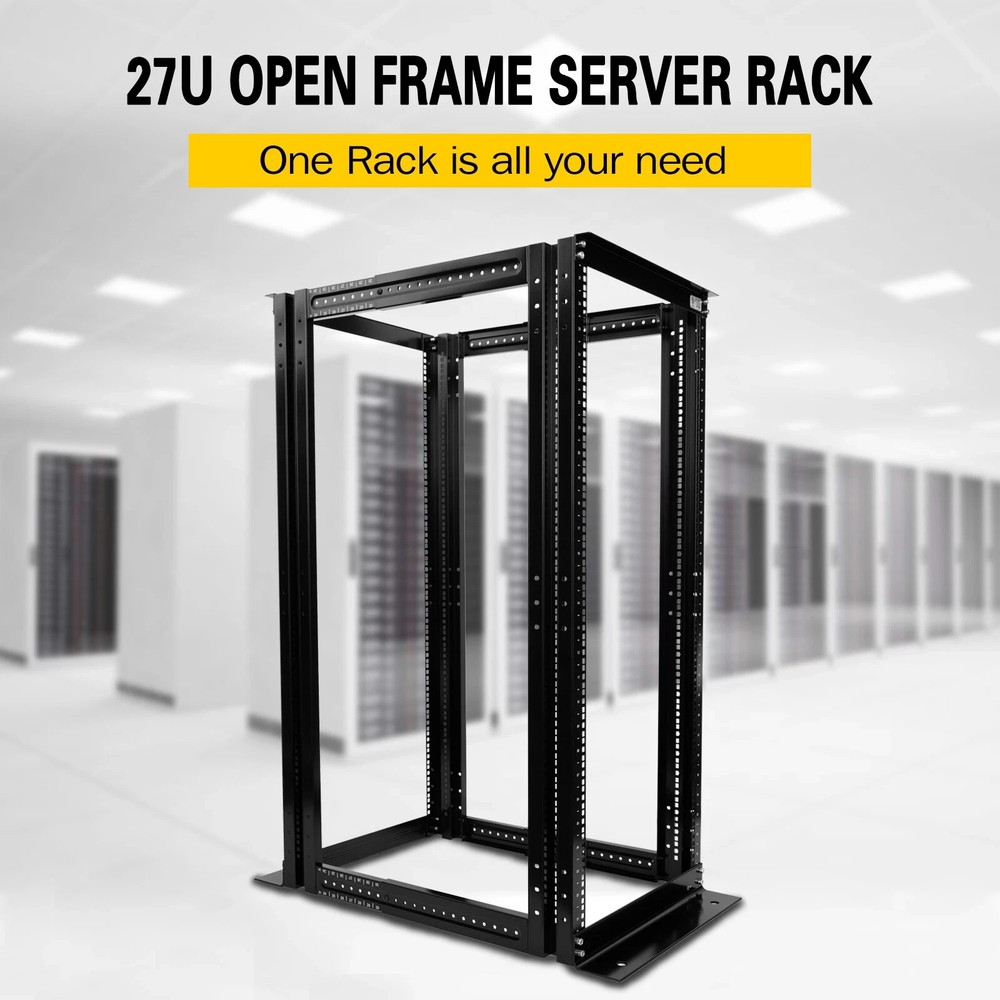 New 27U 4 Post Open Frame Data Network Server Rack Enclosure19" Adjustable Depth