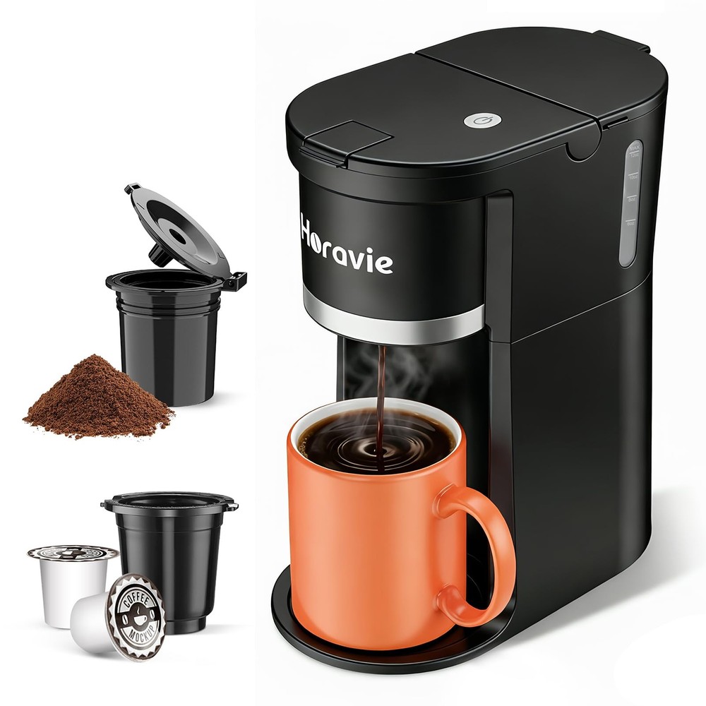 Small Single Serve Coffee Maker, Fast Brew One Cup Coffee Machine for K Cup a