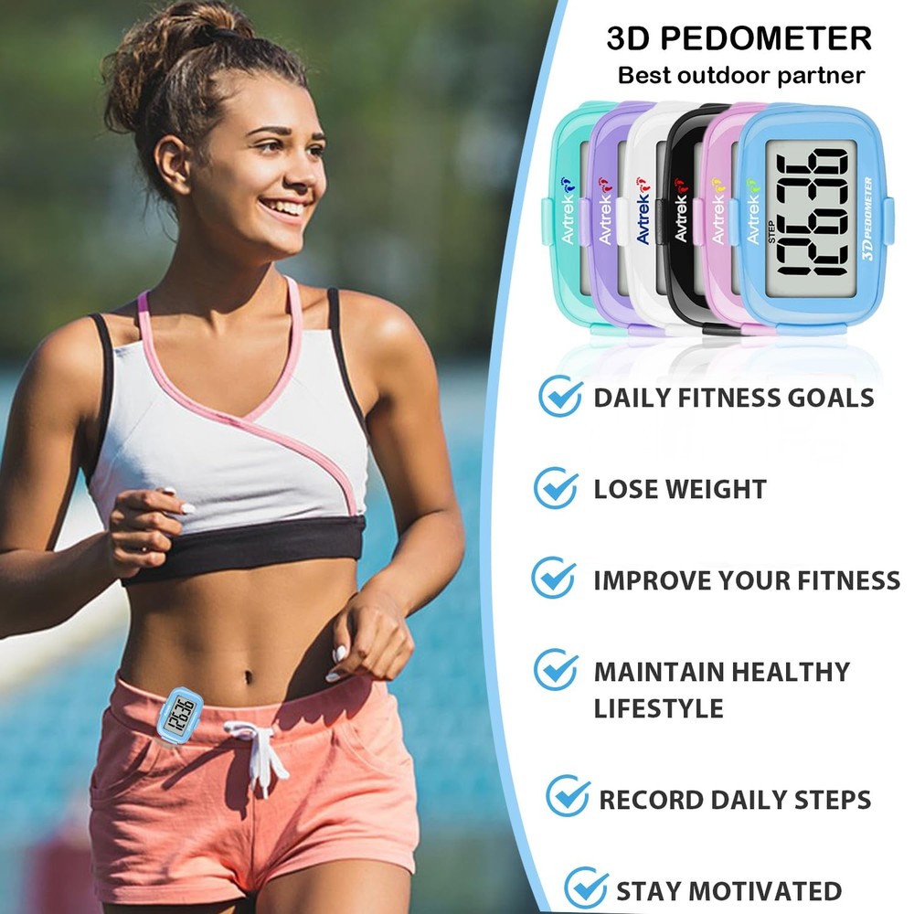 Accurate 3D Step Counter Pedometer Tracker for Walking Simple Pocket Pedomete...