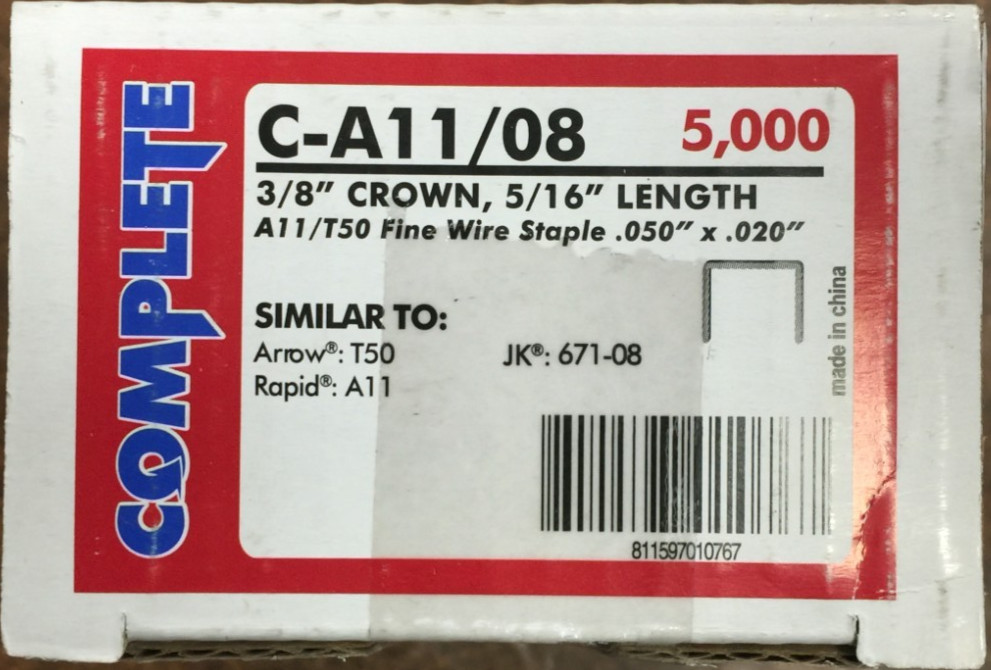 C-A11/08 5/16" Fine Wire Staples (5,000 Count Per Box)