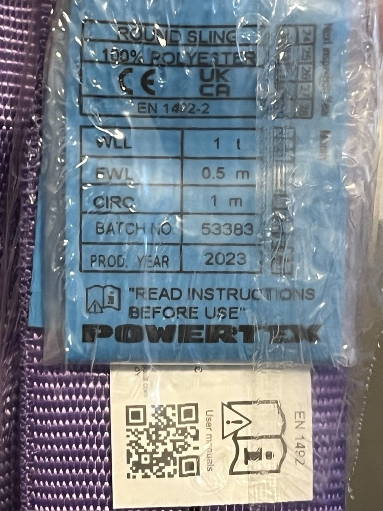 (2) Lifting Sling Endless Loop 1 Meter 1 Ton Heavy Duty Polyester Purple 3.28 FT