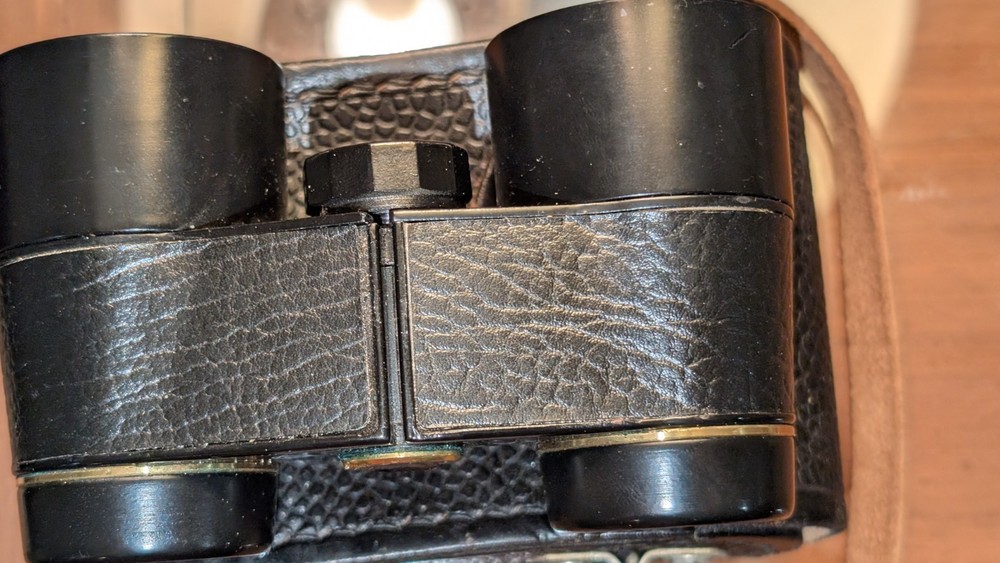 Black opera glasses. Black binoculars. Soviet opera. Binoculars. Leather case