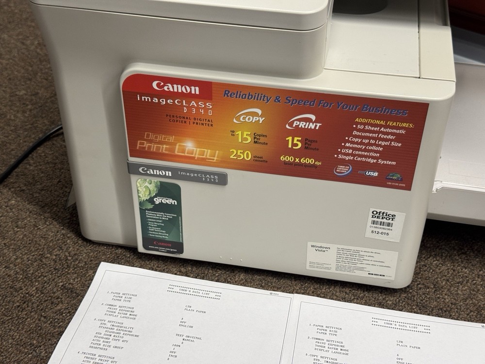 Mint -Canon ImageClass D340 Monochrome Laser All-In-One Printer Copier TESTED