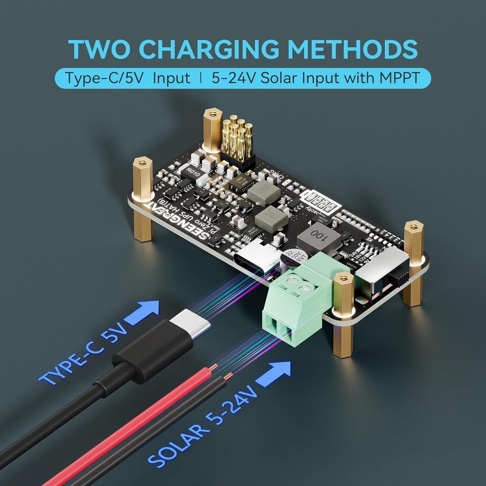 UPS HAT Raspberry Pi Zero,5V Solar Power Supply 5V-24V Input I2C Battery