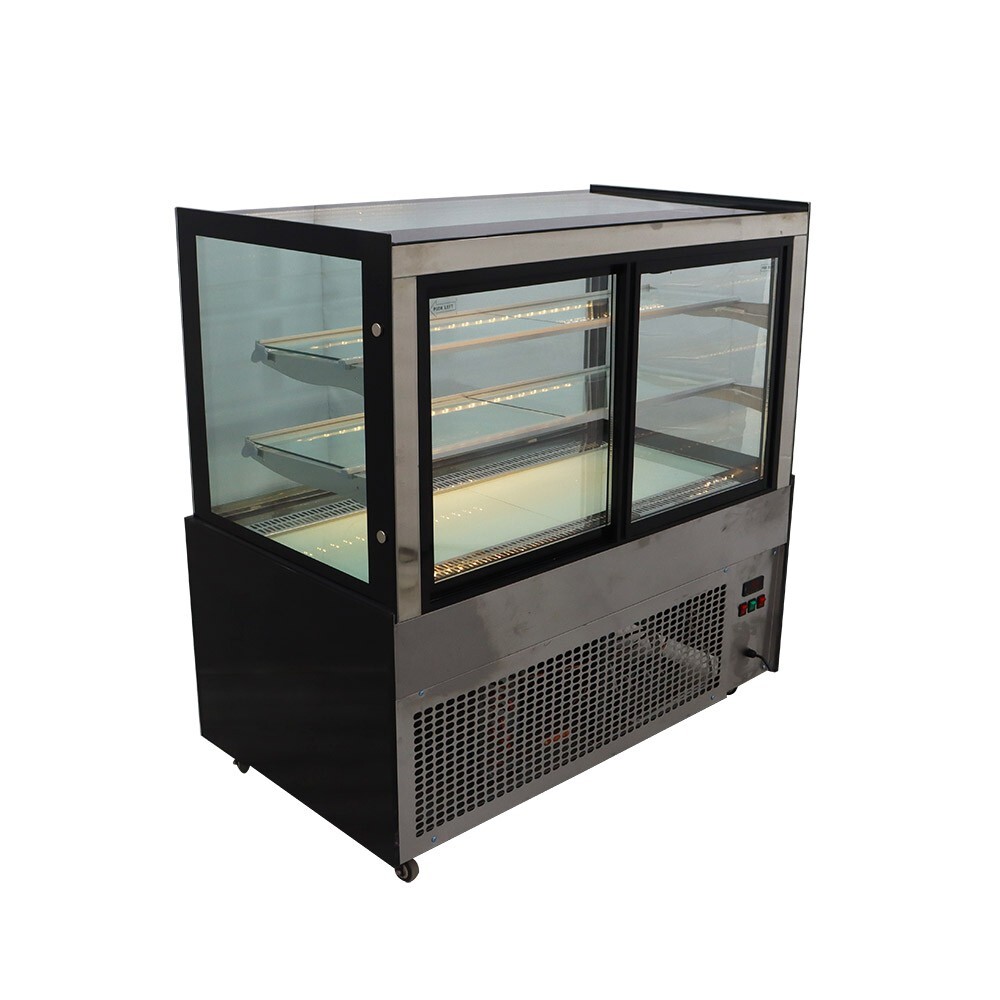 Right Angle Refrigerated Display Case Floor Type Bakery Showcase Adjust Rack220V