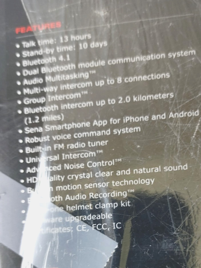 Single SENA 20S BlueTooth 4.1 Motorcycle Helmet Communication Intercom Headset