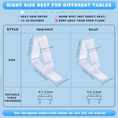 16PCS Clear Plastic Tablecloth Clips,Transparent Clear Tablecloth Clear-16