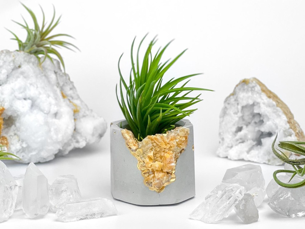 Raw Orange Calcite Crystal Planter Geode Planter Mini cute