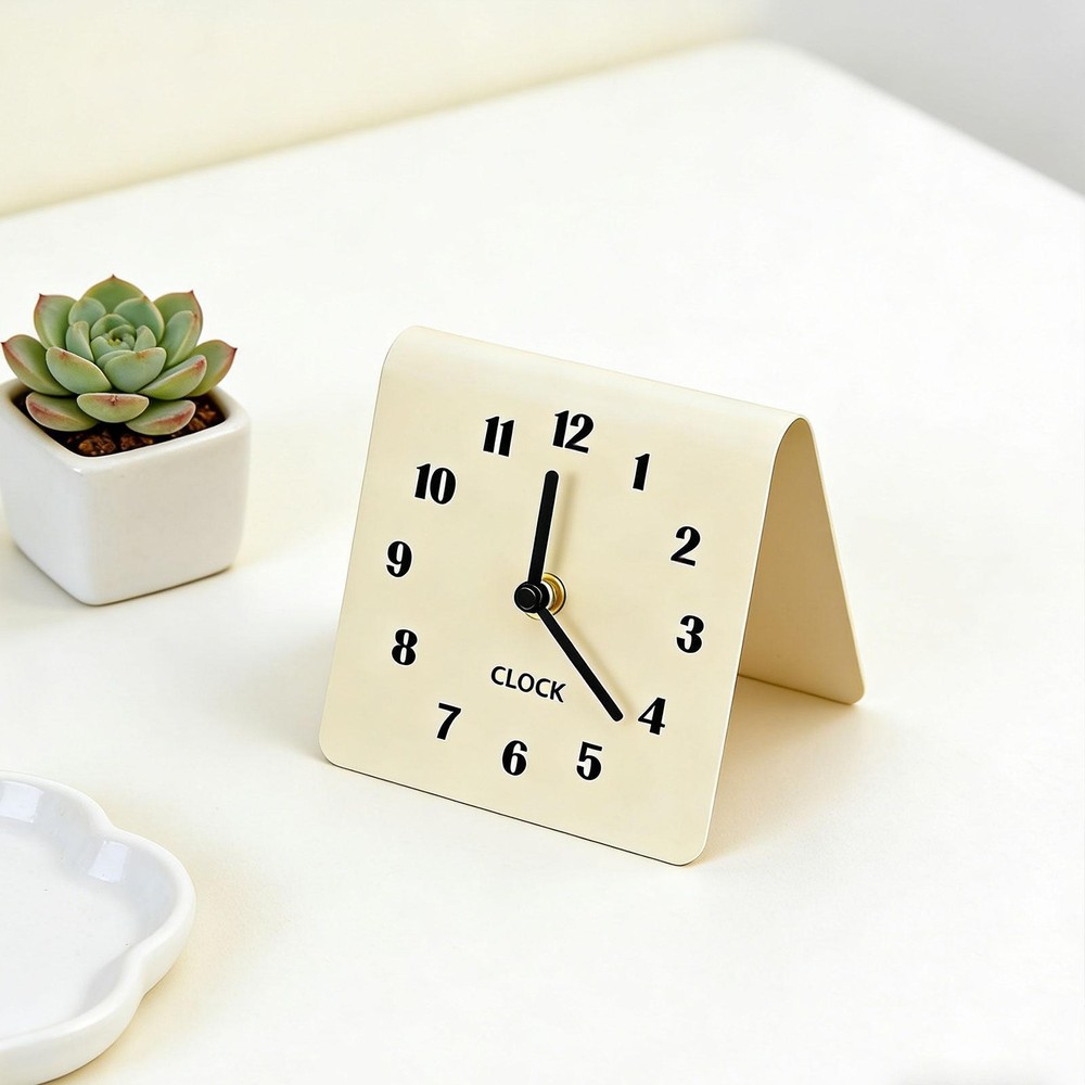 Table Analog Clock Non Ticking Ornament Silent Modern Decorative Tabletop Clock
