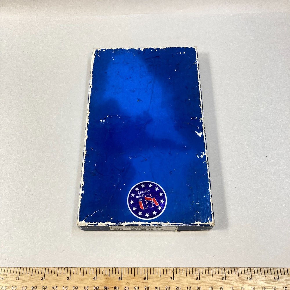 Central Tool 3"-4" Outside Micrometer Solid Frame Lock Nut Ratchet Stop w/ Box