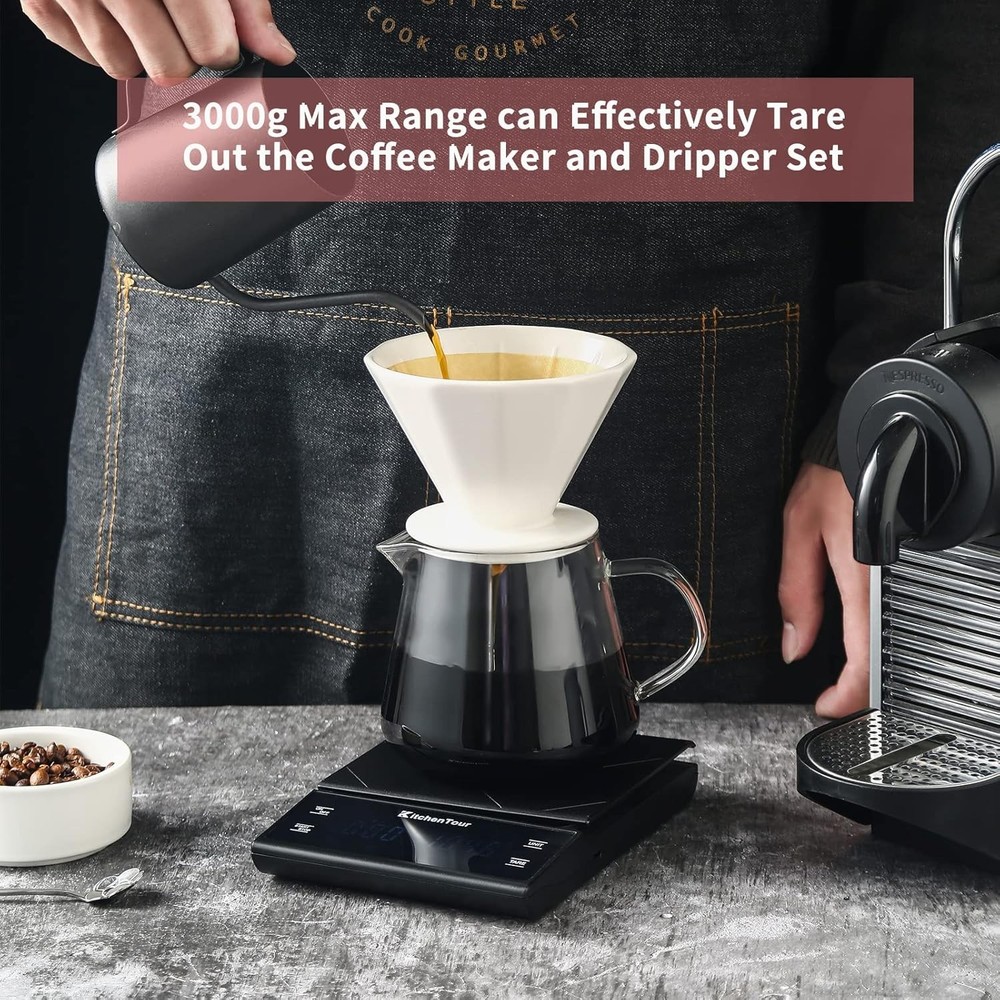 KitchenTour Coffee Scale W/ Timer Brew Artisanal Java Pour Over Scale Slow Drip