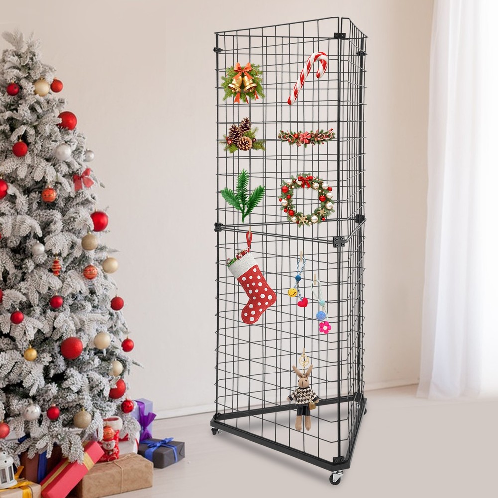 Wire Grid Panel Tower Triangle Display Stand Wire Grid Display Rack Organizer