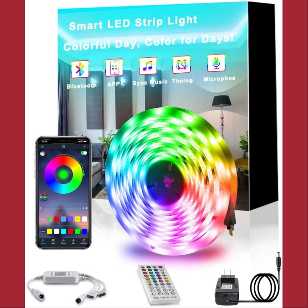 Smart LED Strip Lights App Controlled 16.4ft Waterproof Bluetooth Music Sync