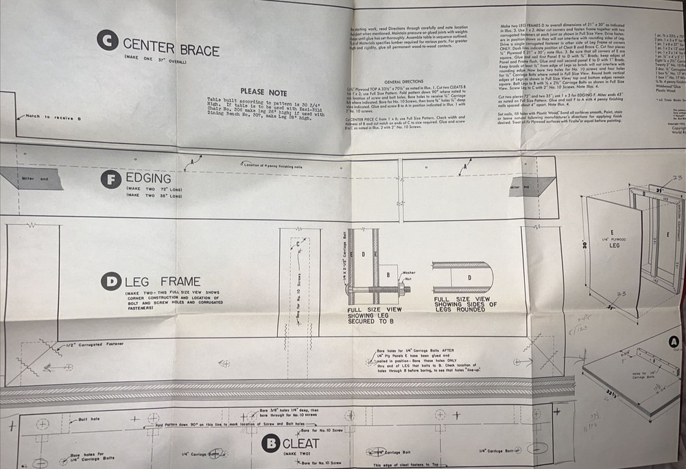 Easi-Bild Pattern #137 Modern Dining Table 1950