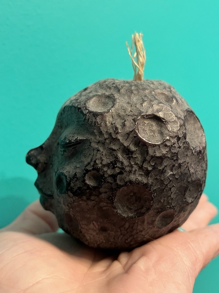 Sleeping Moon Face Candle Vintage hand made