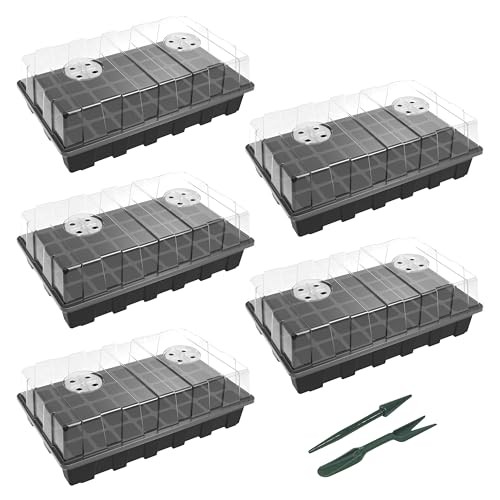 5-Set Seed Starter Tray Kits, Durable Plant Germination Trays 40-Cell 5-Pack