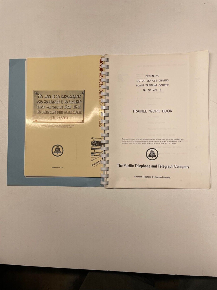 1966 Pacific Telephone and Telegraph Defensive Driving Trainee workbook Bell