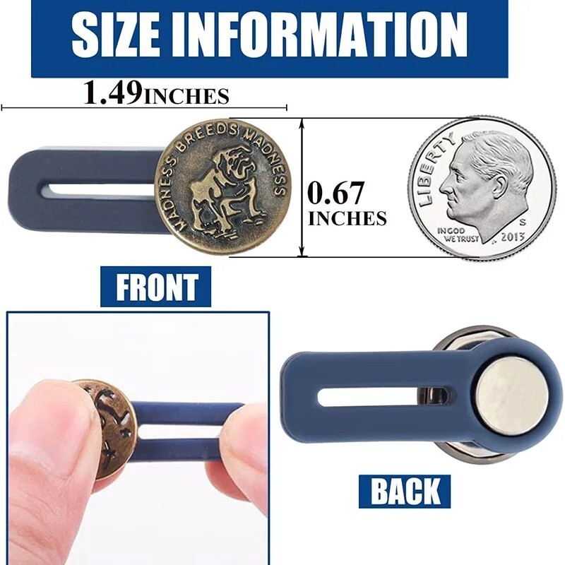 4PCS Expander Button Pants Waist Extender Metal Adjustable Retractable For Jeans