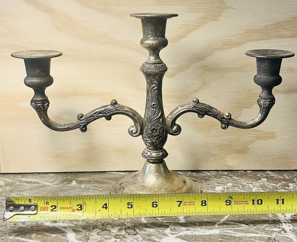 Vintage Silver Plated Three Branch Candleholder