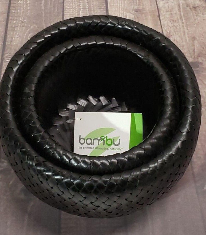 Black Bamboo Nesting Baskets Multipurpose Kitchen Bowls Bathroom Bambu -Set of 2