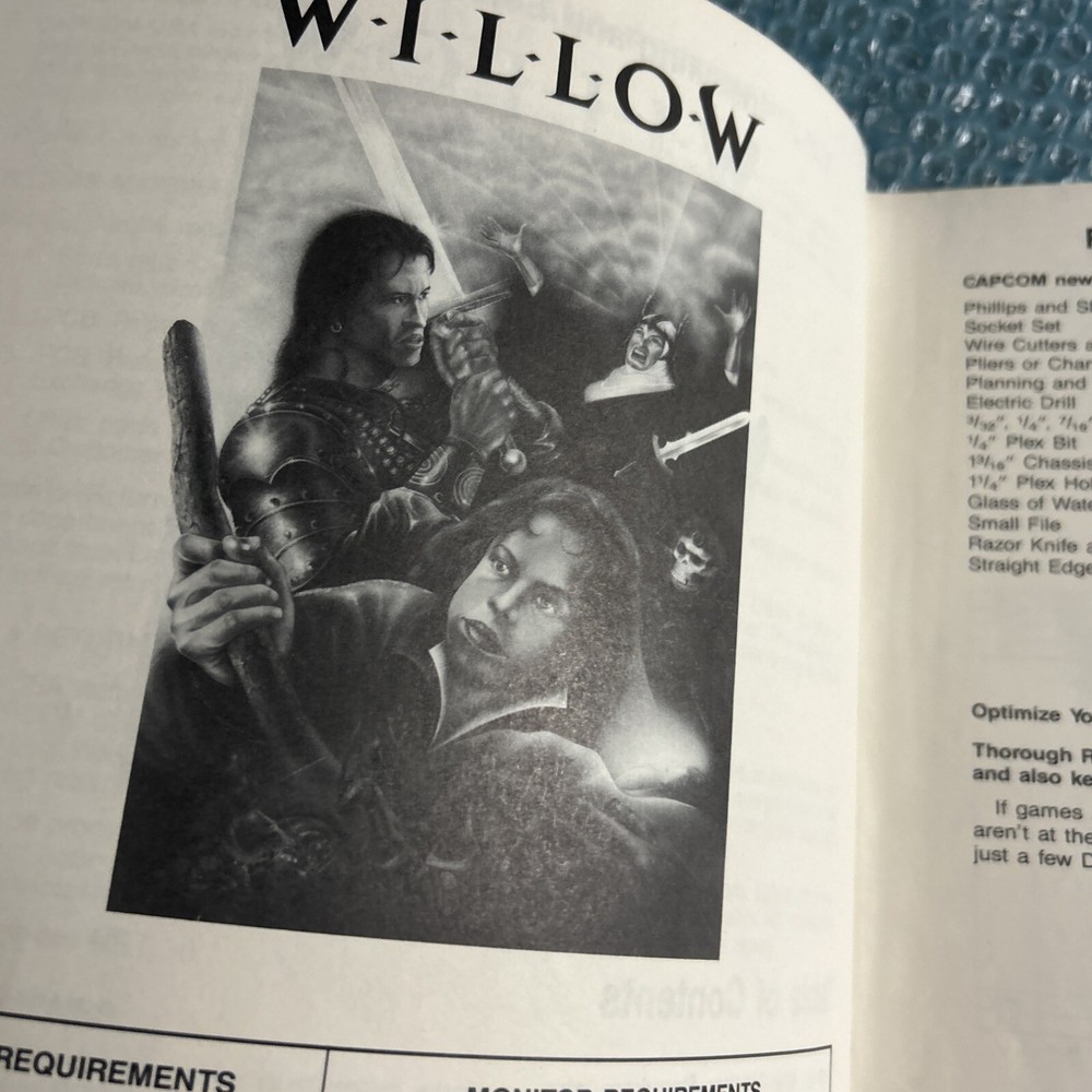 original WILLOW CAPCOM arcade video game owners manual