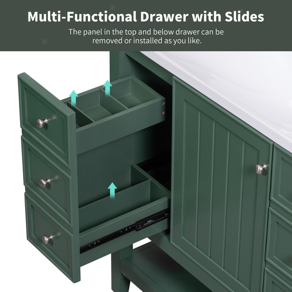 36" Bathroom Vanity with Sink, Cabinet and Three Drawers, Solid Wood and