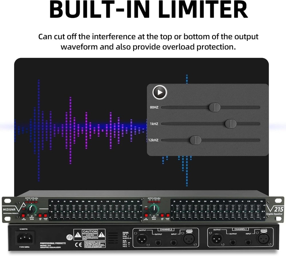 Professional DJ Stereo Graphic Equalizer, 15-Band EQ-