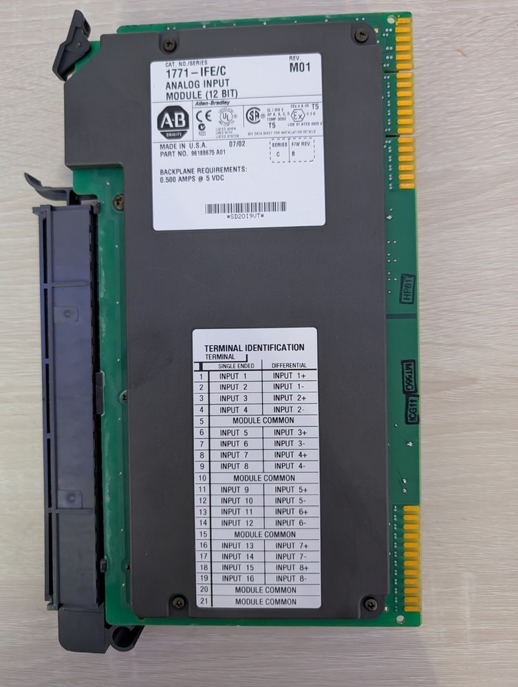 Allen-Bradley 1771-IFE/C – Analog Input Module (12-bit) for PLC-5 systems.