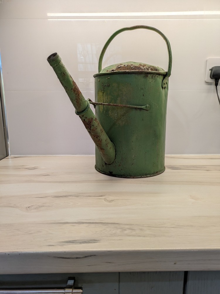 Vintage Green Rustic Metal Watering Can