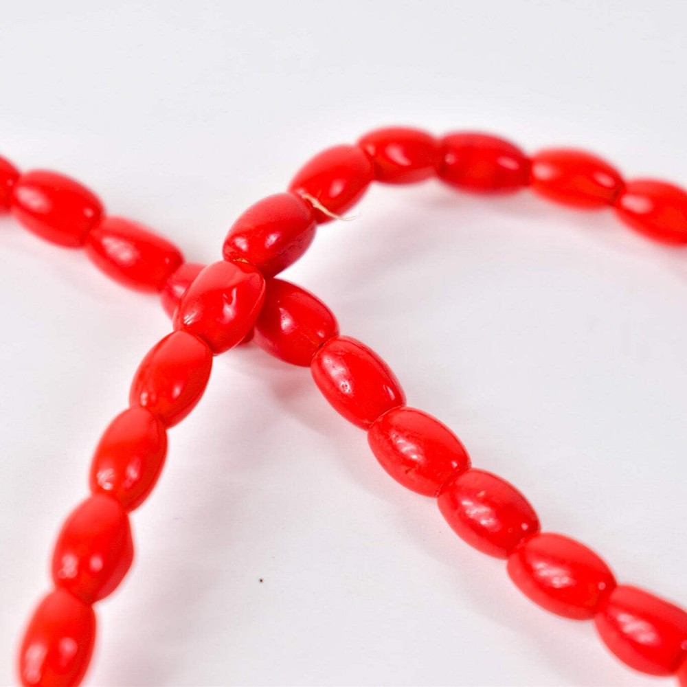 Bohemian Rice Molded Red Trade Beads