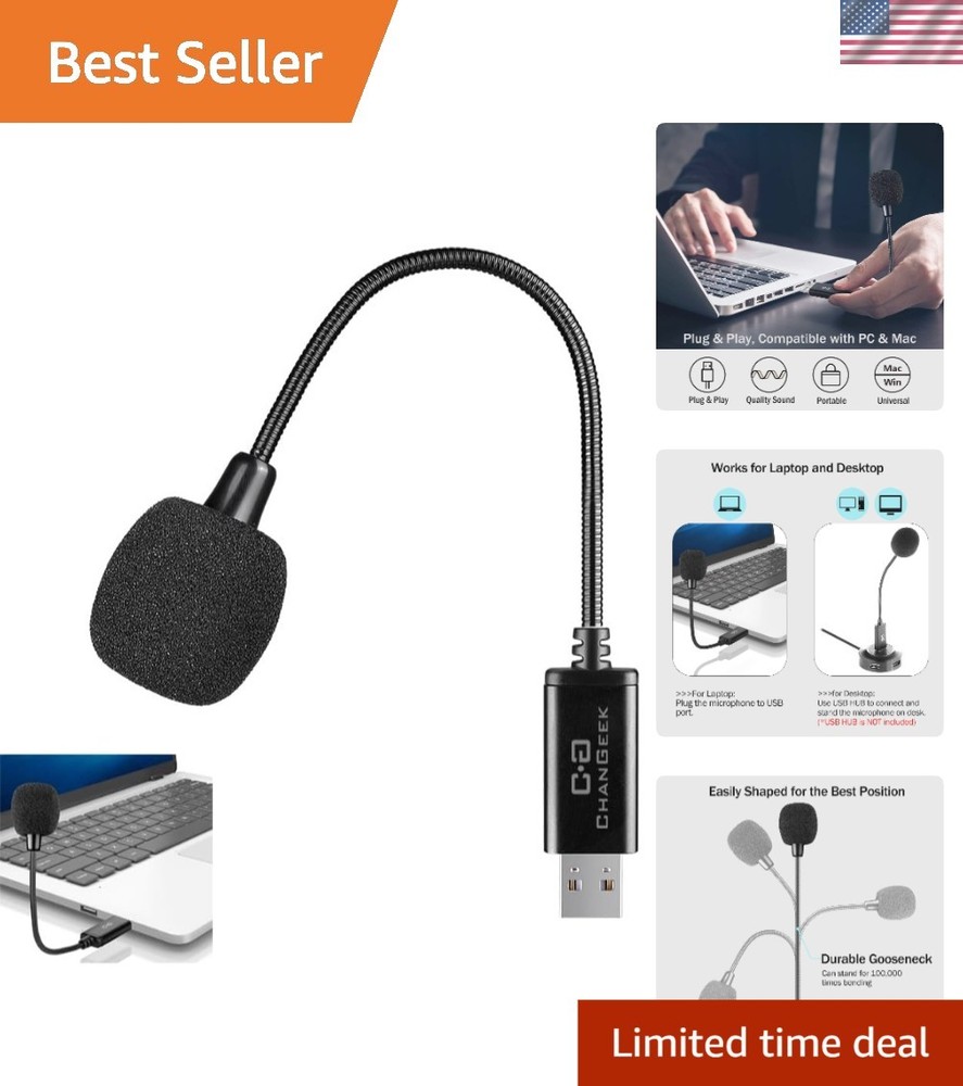 Omnidirectional Mini USB Microphone with Gooseneck for Effortless Online Classes
