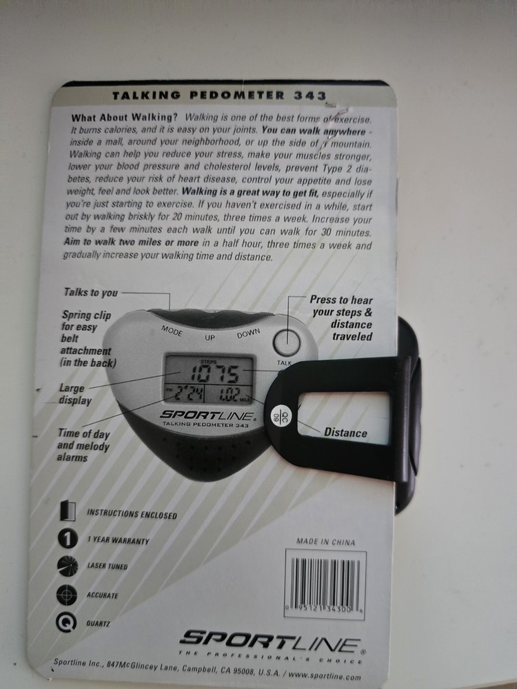 Sportline Talking Calorie Counter Pedometer Model 343 Basic Series
