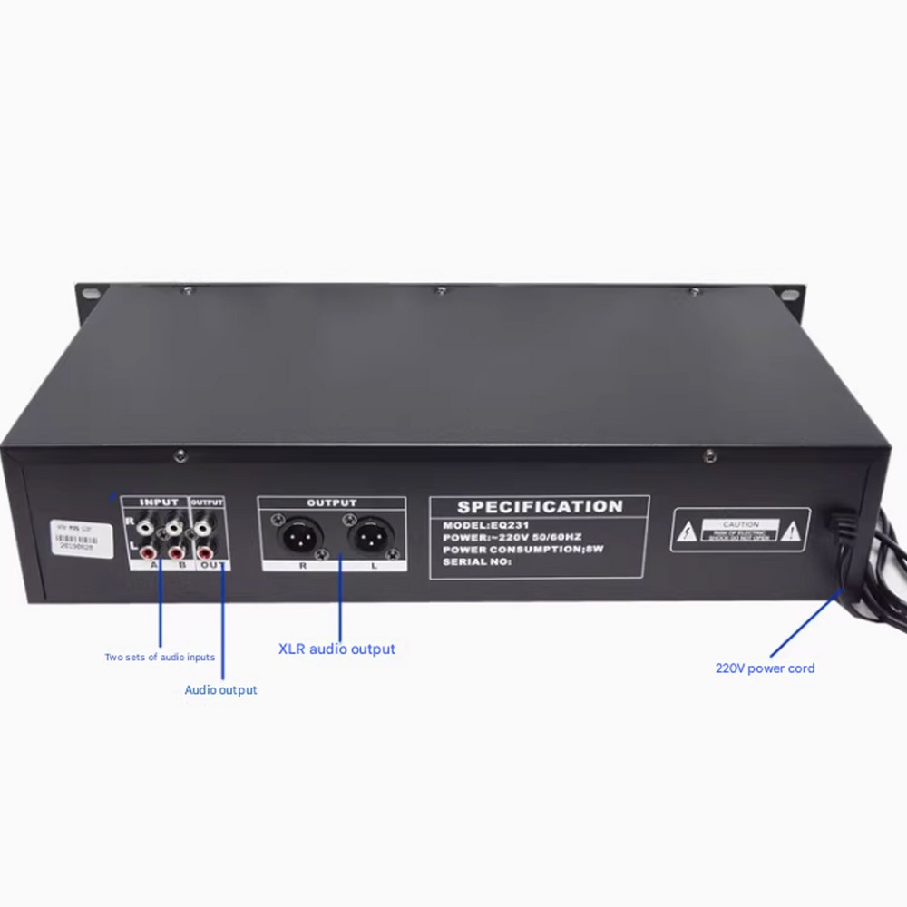 EQ231 Dual 25-Band Stereo EQ Graphic Equalizer Hifi Bluetooth Equalizer 220V