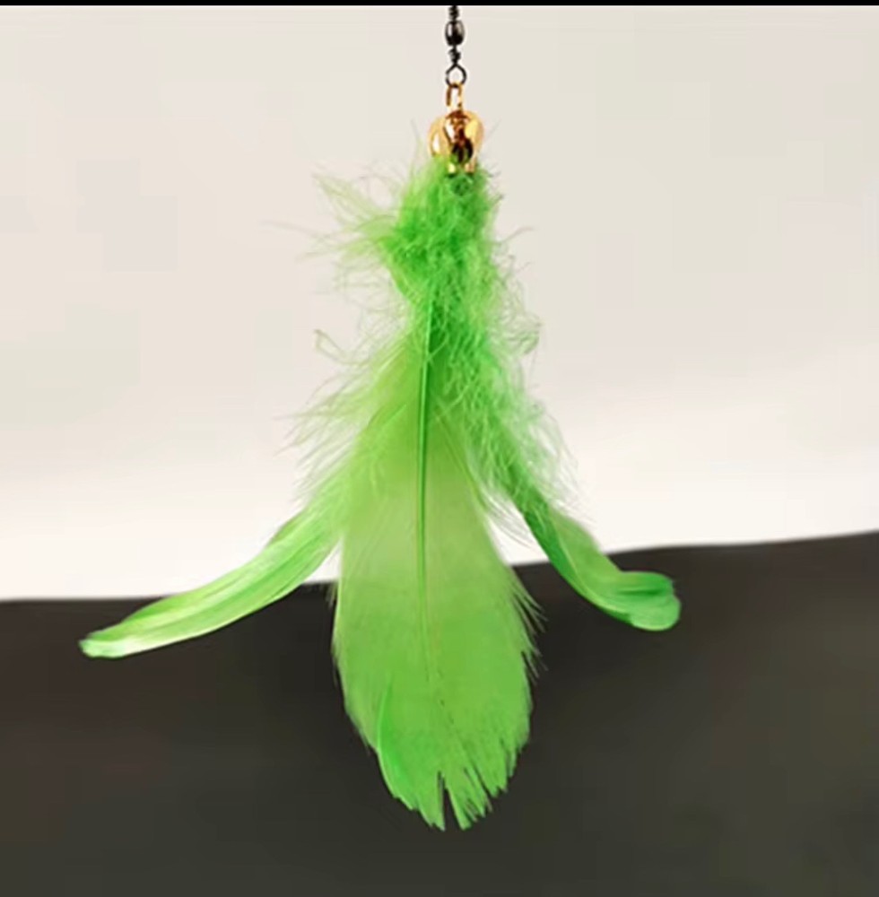 Cat Feather Teaser Replacement Attachment w/Clip & Bells-Multiple Colors