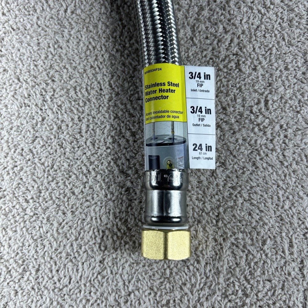 Apollo Flow Stainless Steel Water Heater Connector WHBS34F24 3/4 FIP In & Out