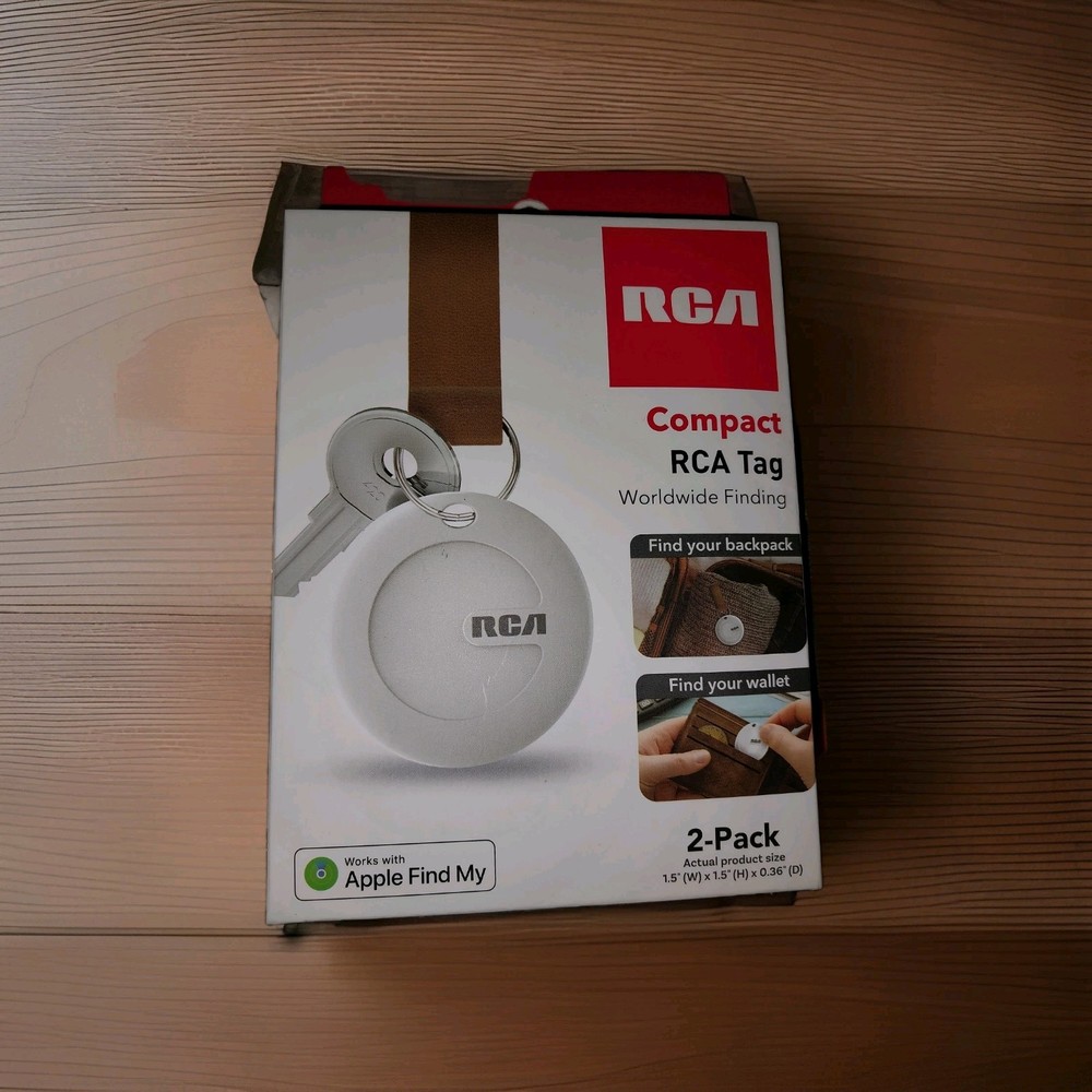 RCA Compact Tags 2 Pack for Apple Find My iPhone iPad Mac Tracking Tags