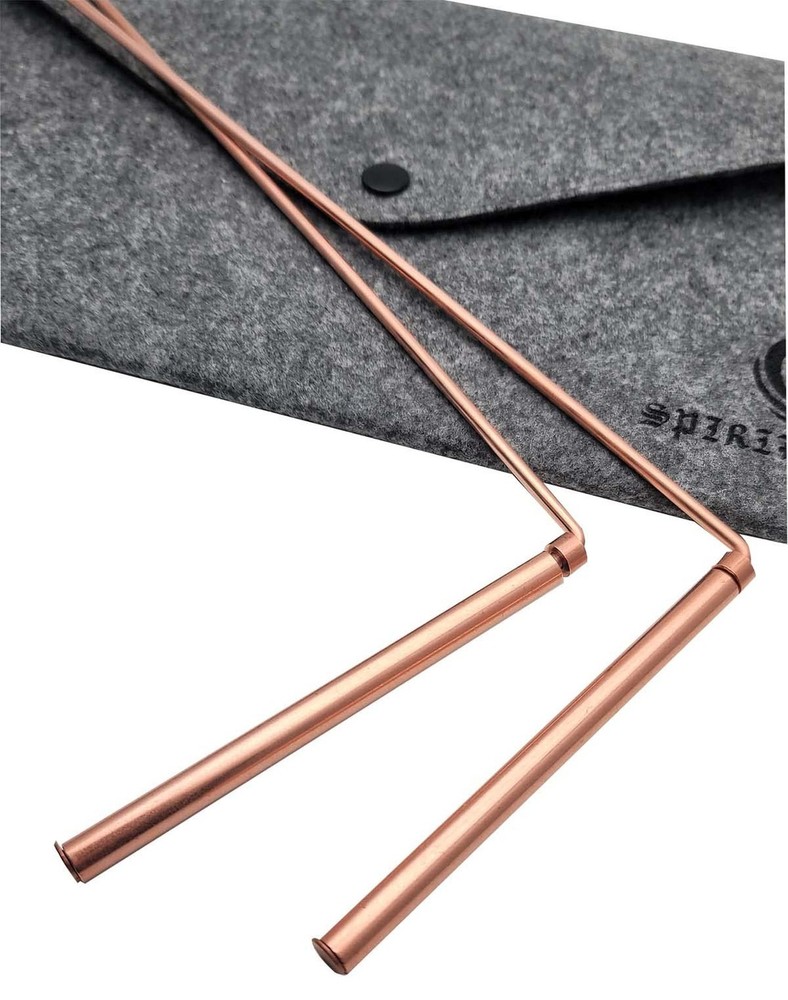 Copper Dowsing Rods Kit - Witching Rods/2pcs + Dowsing Pendulum + Divination ...