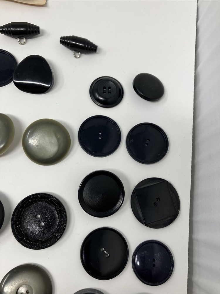Vintage Button Lot Black Gray Mixed Lot