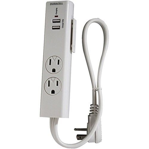 DURACELL DU6207 2-Outlet Surge Protector with 2 USB Ports (White)