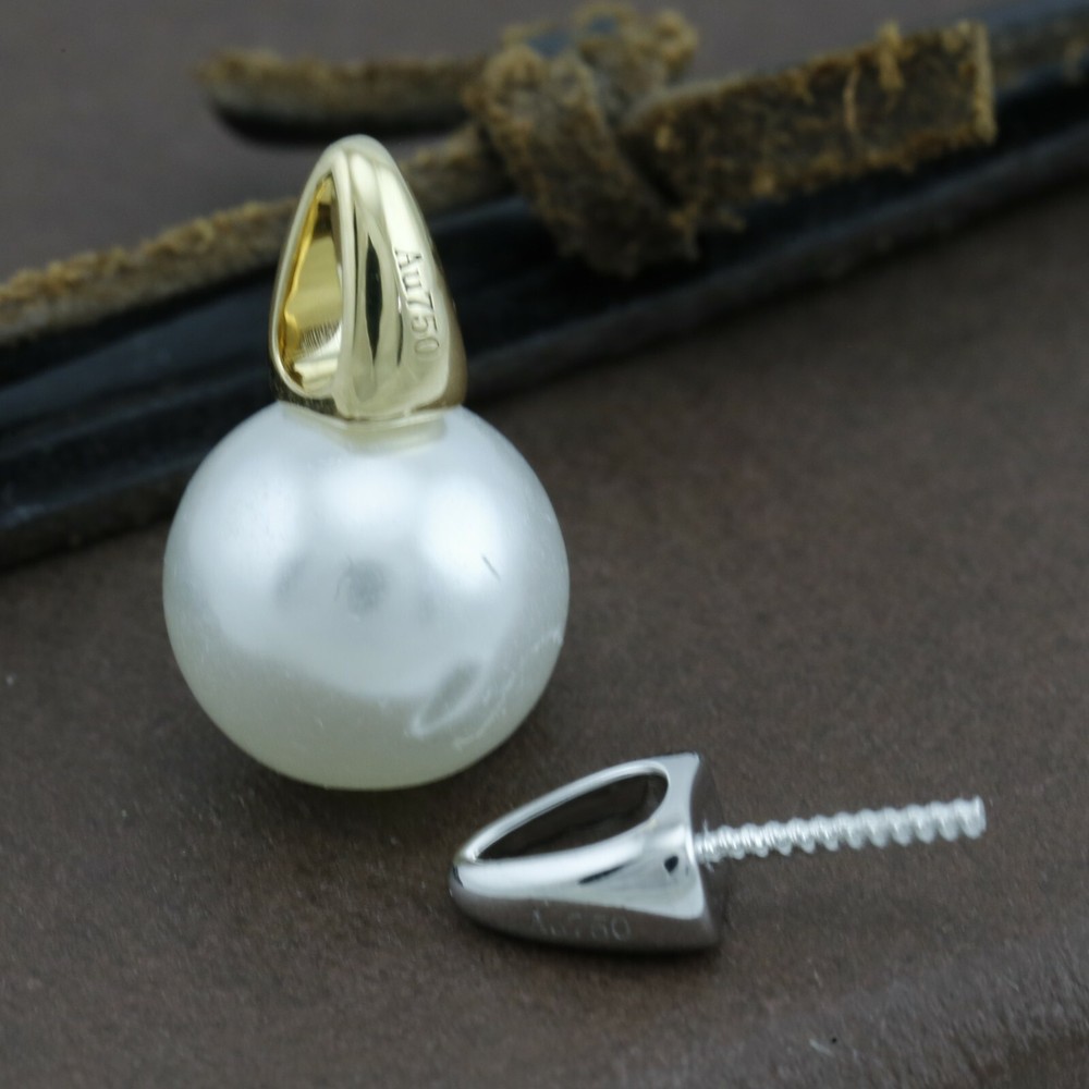 Genuine 18CT Solid Gold Pearl Bail - White/Yellow/Rose